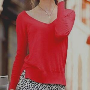 Victoria's Secret Red Lightweight Scoop-neck Pullover Sweater